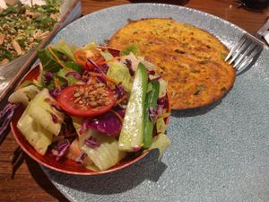 Red lentil omelette at Cafe Landwer - Ramat Aviv Mall in Tel Aviv