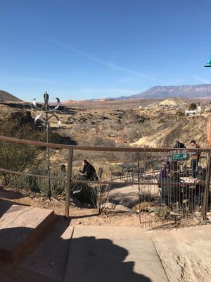 Terrific outdoor seating with a beautiful view.  at River Rock Roasting Company in La Verkin