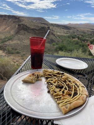 The roasted garlic and truffle pizza with cashew cheese   at River Rock Roasting Company in La Verkin