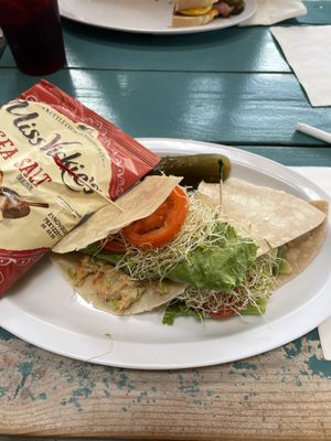  Chickpea salad on GF wrap  at River Rock Roasting Company in La Verkin