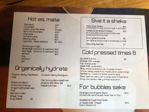 Menu Jan 2020 at FacePlant in Geelong