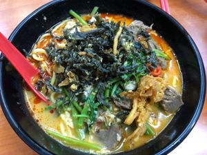 Red spicy noodles 红烧面$5.50 at Yi Xin Vegetarian 一心素食 in Central Singapore