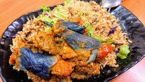 fried rice with brinjal and pumpkin at Yi Xin Vegetarian 一心素食 in Central Singapore