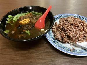 Herbal soup with brown rice  at Yi Xin Vegetarian 一心素食 in Central Singapore
