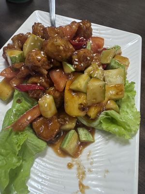 Sweet & sour chicken   at Yi Xin Vegetarian 一心素食 in Central Singapore