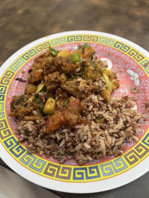 Sweet and sour chicken   at Yi Xin Vegetarian 一心素食 in Central Singapore