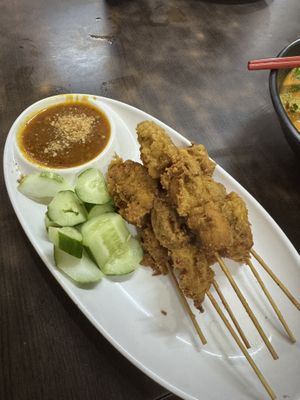 Vegan tofu satay sticks!  at Yi Xin Vegetarian 一心素食 in Central Singapore