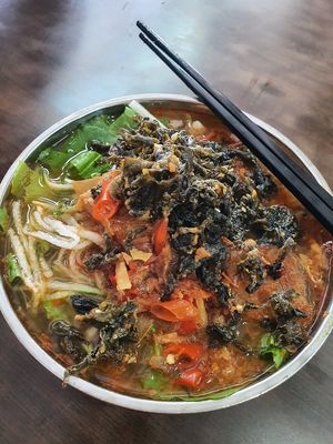 Assam laksa at Yi Xin Vegetarian 一心素食 in Central Singapore