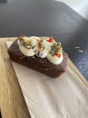 Vegan carrot cake at The Milko in Woodend