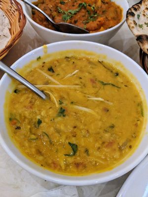 Spiced yellow Dal with slices of lemongrass at Yashoda Indian Restaurant in Nha Trang
