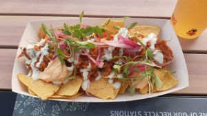 Vegan nachos with jack fruit at Eden Project in St Austell