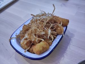 Potato bites with crisp onion topping at Eden Project in St Austell