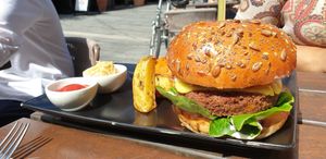 Vegan burger at Wulf & Lamb Chelsea in London