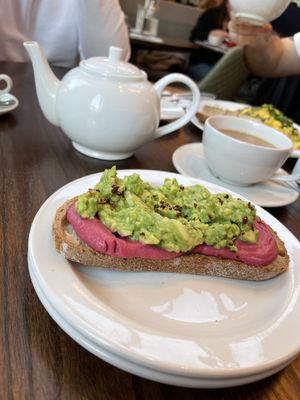 AVOCADO & BEETROOT HOUMOUS TOAST  at Wulf & Lamb Chelsea in London