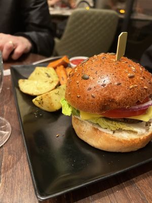 Black bean burger   at Wulf & Lamb Chelsea in London