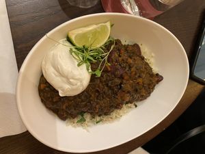 Vegan chilli con carne at Wulf & Lamb Chelsea in London