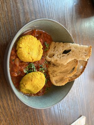 Shakshuka with scrambled tofu   at Wulf & Lamb Chelsea in London