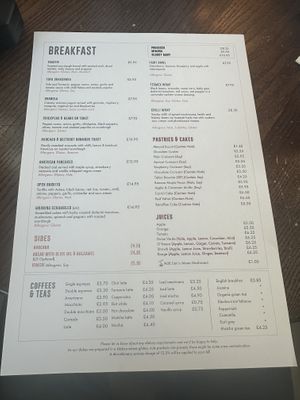 Breakfast menu (we actually had lunch )   at Wulf & Lamb Chelsea in London