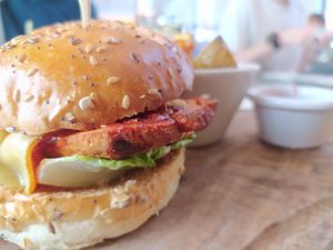 Tofu burger at Wulf & Lamb Chelsea in London
