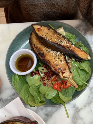 Glazed miso aubergine  at Wulf & Lamb Chelsea in London