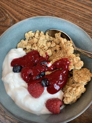 Breakfast granola bowl  at Wulf & Lamb Chelsea in London