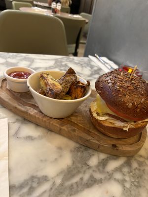 Truffle burgerr  at Wulf & Lamb Chelsea in London