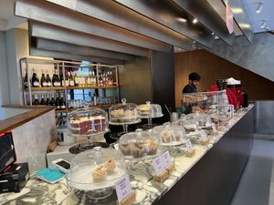 Bar with cakes pastries  at Wulf & Lamb Chelsea in London