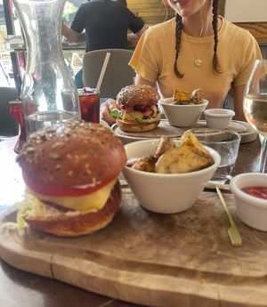 Truffle burger and big wulf burger   at Wulf & Lamb Chelsea in London