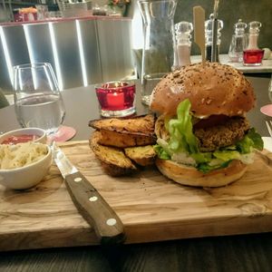 spicy veg burger  at Wulf & Lamb Chelsea in London