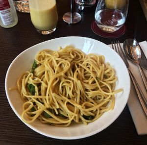 Creamy linguine at Wulf & Lamb Chelsea in London