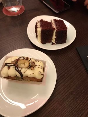 Red Velvet much better, the banana pie had too much cream at Wulf & Lamb Chelsea in London
