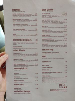 Food Menu at Wulf & Lamb Chelsea in London