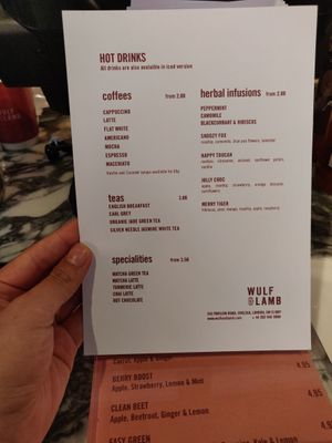Drinks Menu at Wulf & Lamb Chelsea in London