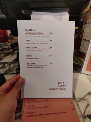 Dessert Menu at Wulf & Lamb Chelsea in London