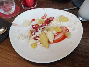 Eton Mess [£7.95] - Strawberries with pineapple mousse, whipped cream and vanilla meringue at Wulf & Lamb Chelsea in London