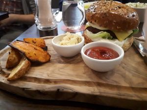 Burger with fries!! at Wulf & Lamb Chelsea in London