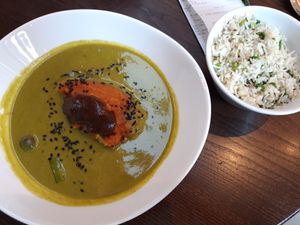 Green thai curry at Wulf & Lamb Chelsea in London