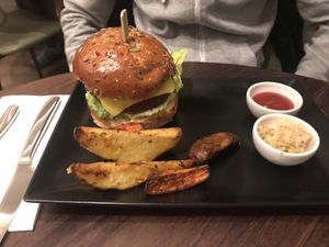 The wulf burger  at Wulf & Lamb Chelsea in London