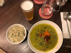 Green coconut curry  at Wulf & Lamb Chelsea in London