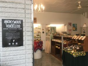 Reassuring posters at entrance of clean and welcoming bakery at Han Ji Pang  in Tainan