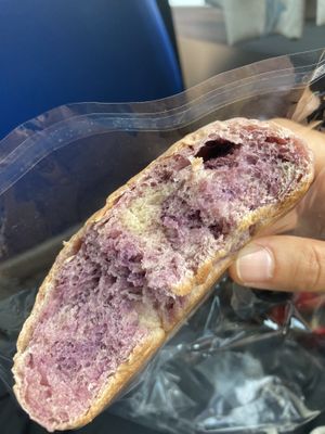 Inside of purple sweet potato and taro bread: very dense at Han Ji Pang  in Tainan
