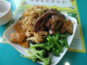 Buffet serving two at Polo Land Vegetarian in Shishi