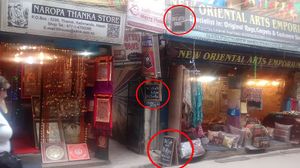 signs showing the way at Paryatan Marg at The Cafe With No Name in Kathmandu