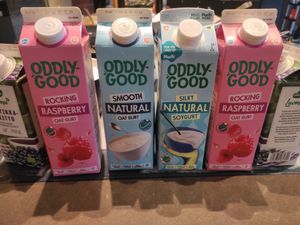 Different types of vegan yoghurt at Scandic Simonkenttä in Helsinki