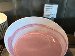 Lactose-free blueberry yogurt at Scandic Simonkenttä in Helsinki