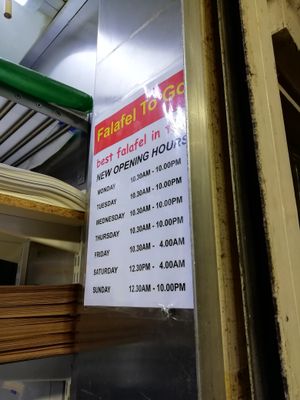 New opening hours at Falafel To Go in Glasgow