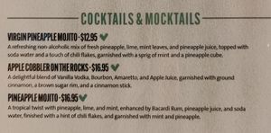 Veganuary 2024 menu - drinks list at Hard Rock Cafe - Orchard in Central Singapore