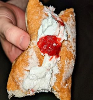 Jam and cream doughnut at La Panella in Preston