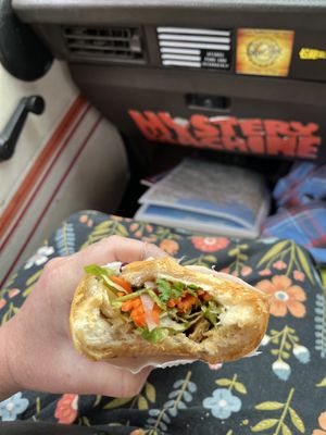 Inside chicken Bahn mi  at La Panella in Preston