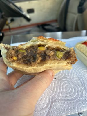 Mince and vegetable pie   at La Panella in Preston